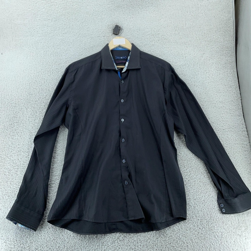 Stone Rose Shirt Mens XL Black Red Rivet‎ Collection Contrast Cuff Stitch Dress